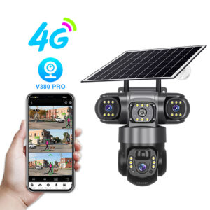 4G V380 Pro Smart Outdoor Solar Camera with 3 Lenses