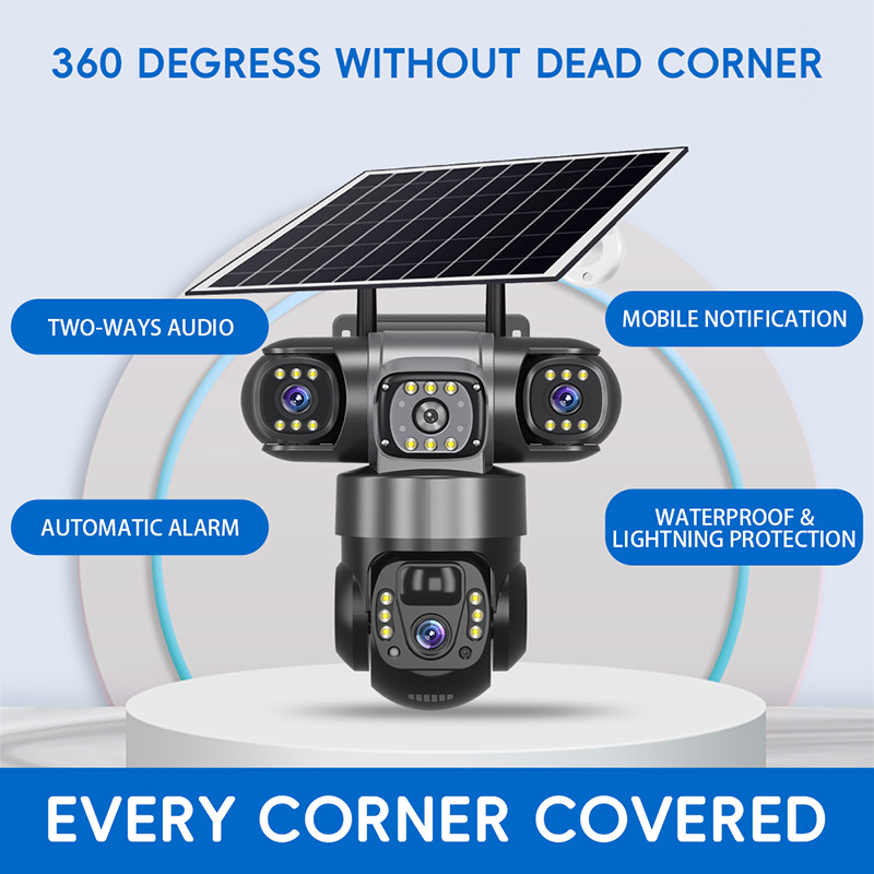 WIFI V380 Pro Smart Outdoor Solar Camera with 3 Lenses - Image 4