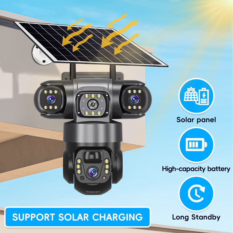 WIFI V380 Pro Smart Outdoor Solar Camera with 3 Lenses - Image 5