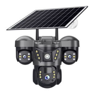 Solar Powered Surveillance Camera 3-Lens 3-Screen Security Camera keencampro.com